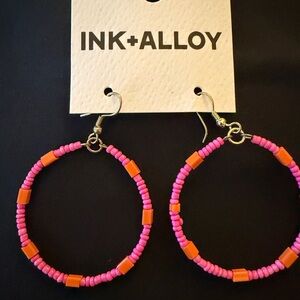 INK+ALLOY Pink and Orange Beaded Hoop Earrings